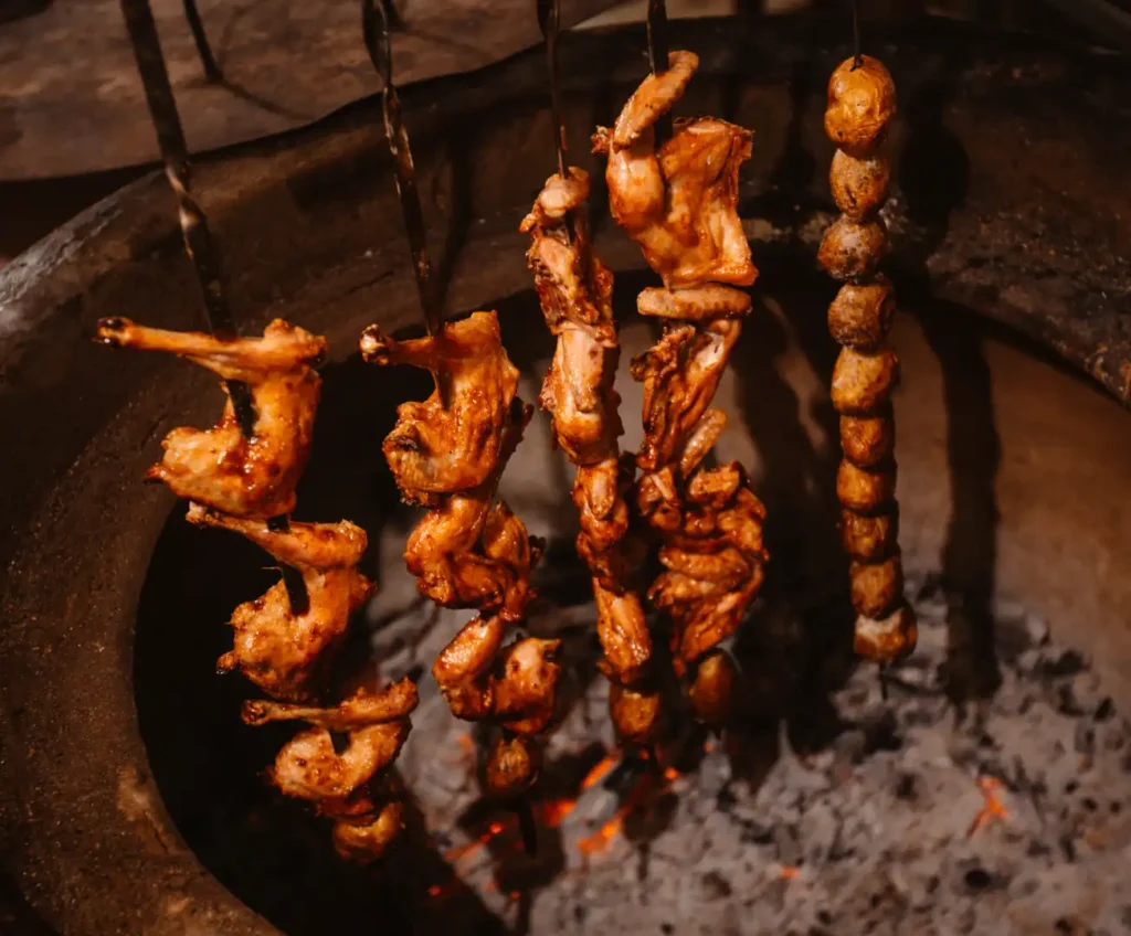 Soya Chaap grilling in a traditional clay tandoor at Tandoori Masala Brampton
